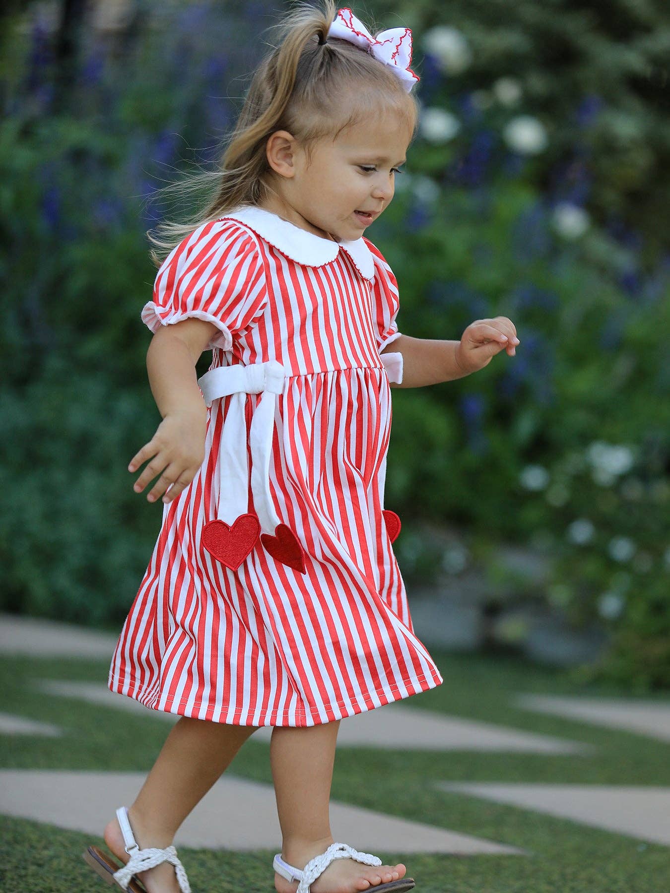 Valentine's Red Stripe Heart Dress for Toddler Girls Aj12126