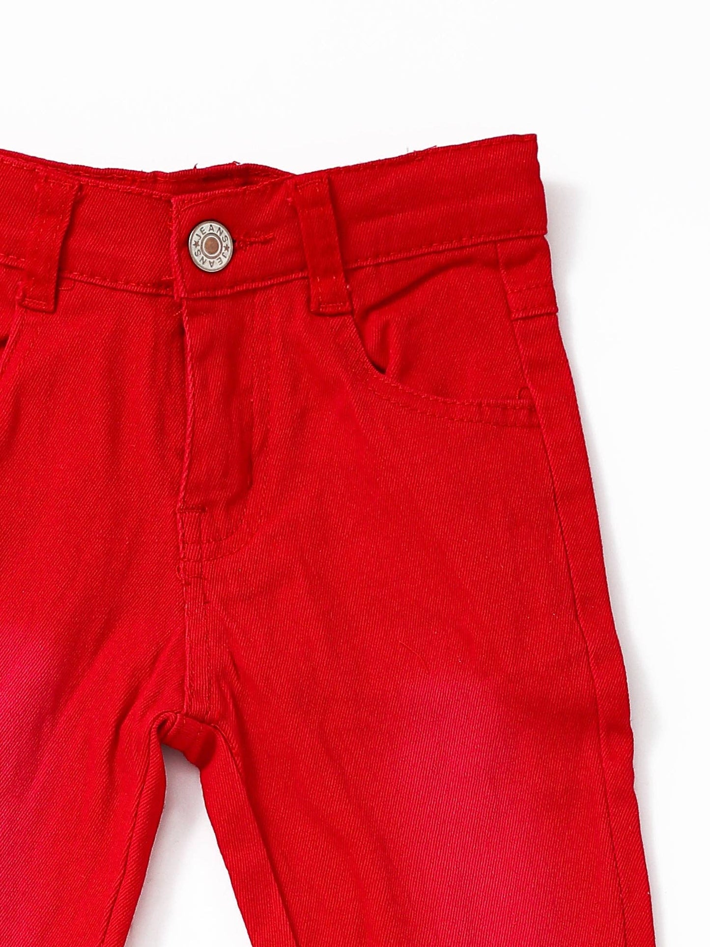 Red Double Layer Girls Bell Bottom Jeans