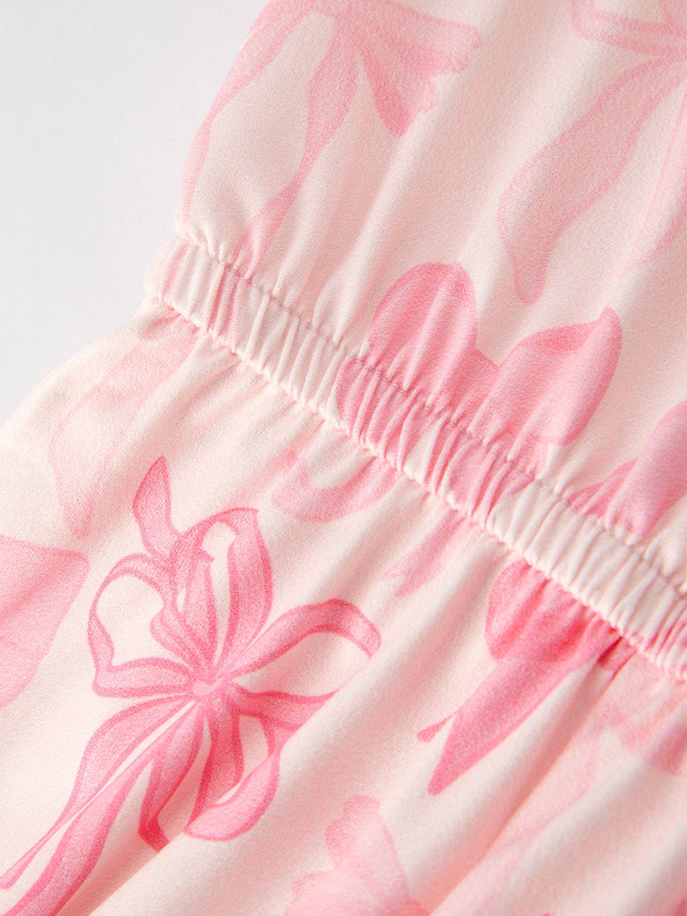 Pink Bow Print Girls Sling Flared Jumpsuit PNG5211