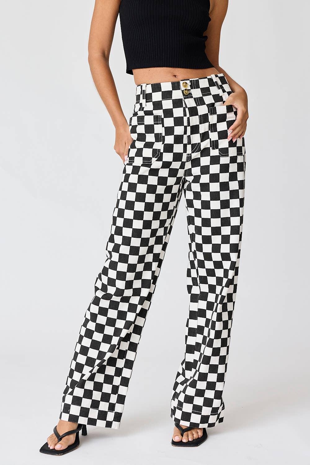 Demi Checkered Bottoms w Elastic Band-10425br
