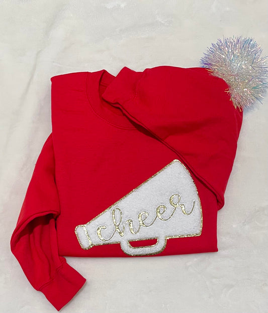 Chenille Cheer megaphone sweatshirt