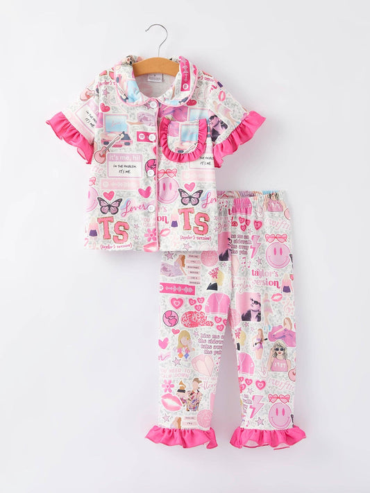 TS Character Print Girls Pink Pajamas     PJG40362