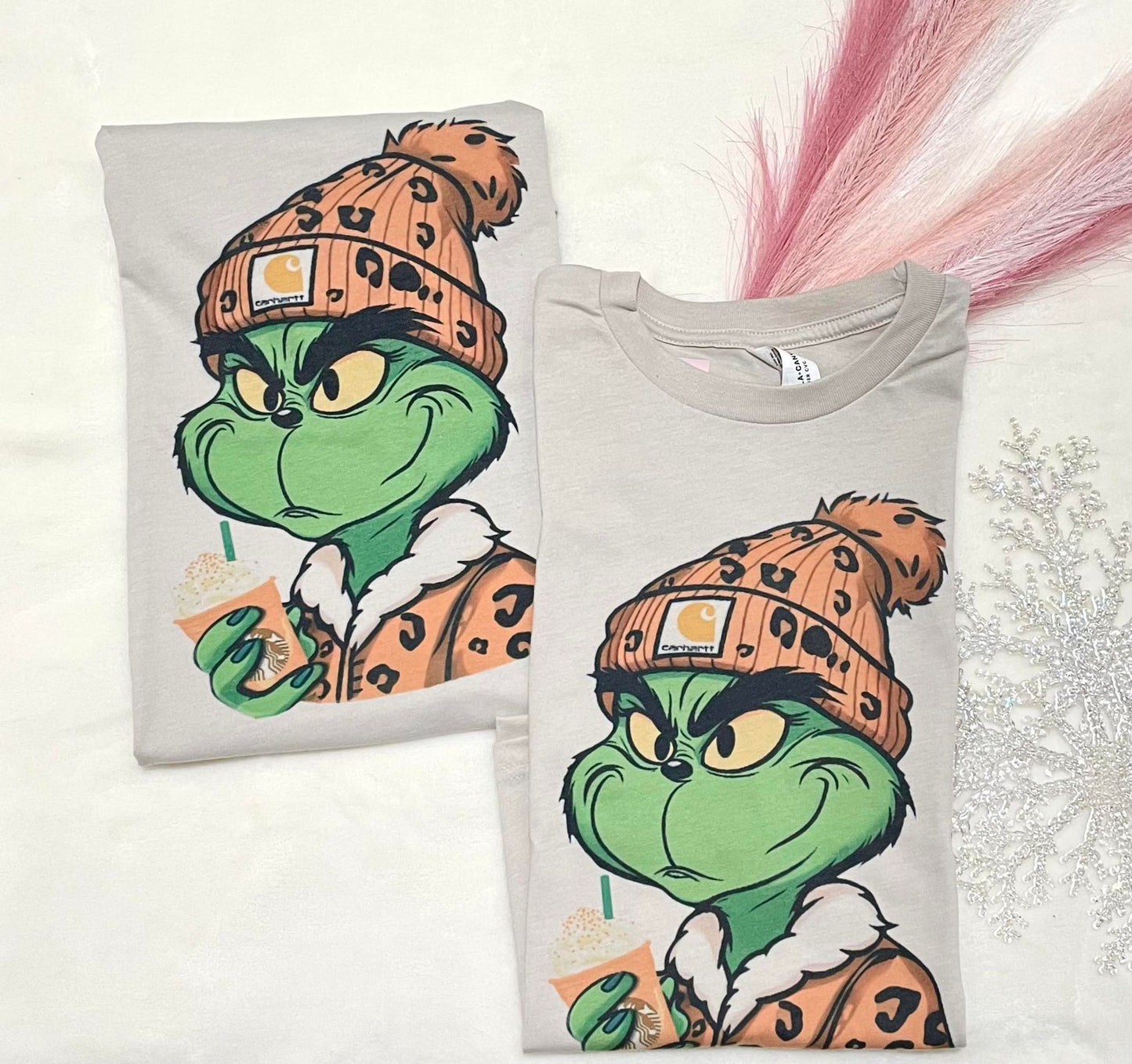 Boujee Grinch starbucks and dunkin- T-SHIRT