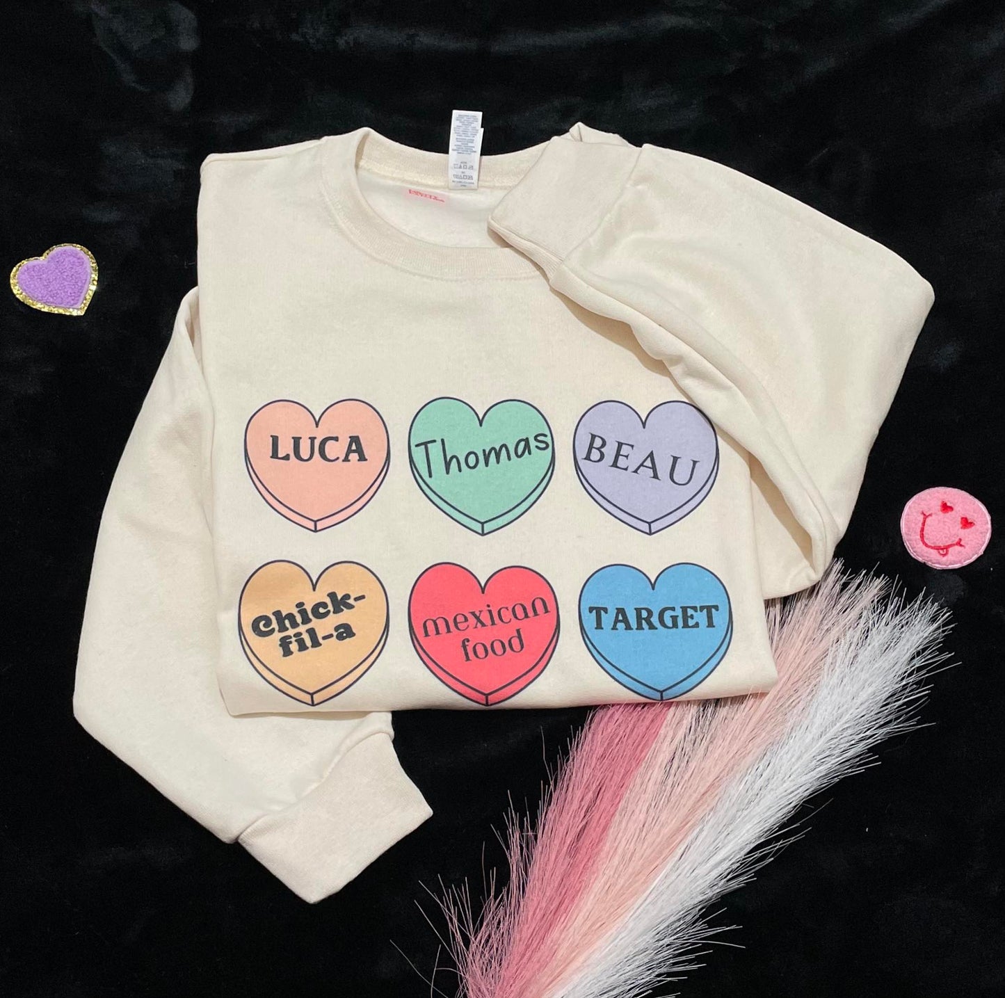 Candy hearts Names sweatshirt