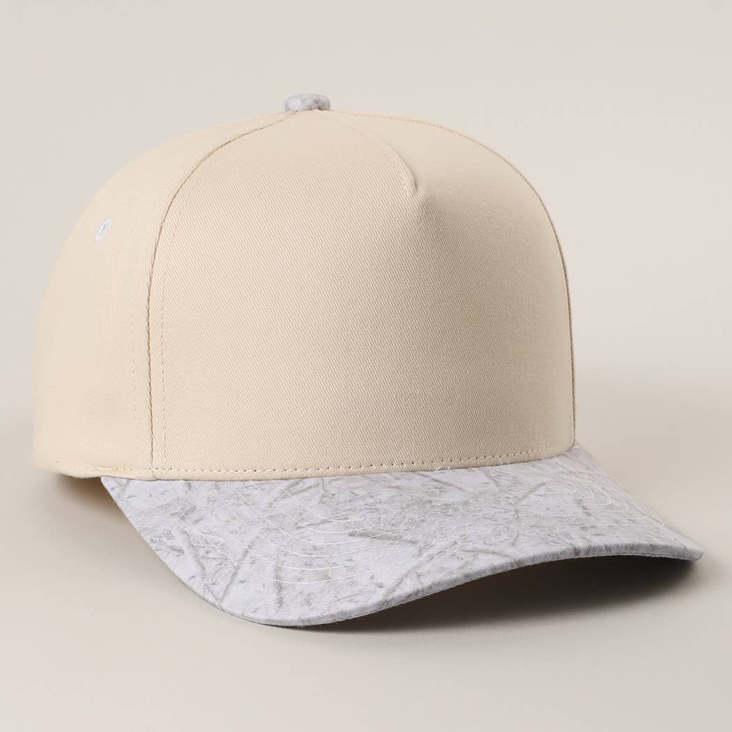 Two Tone Neutral Color WHITE CAMO Trucker Hat-101125br