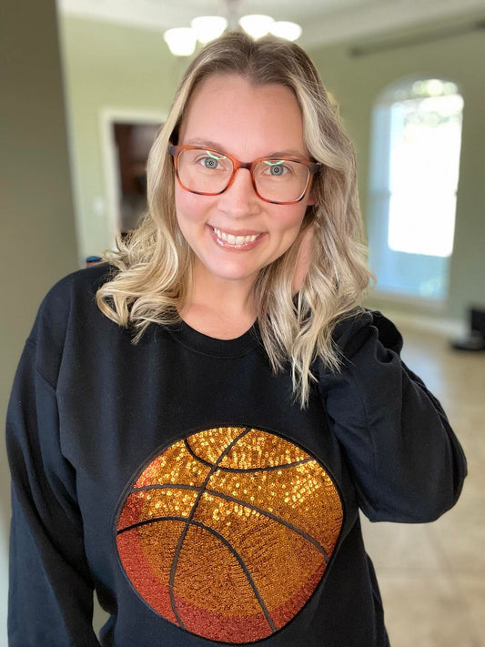 Chenille/sequin basketball sweatshirt