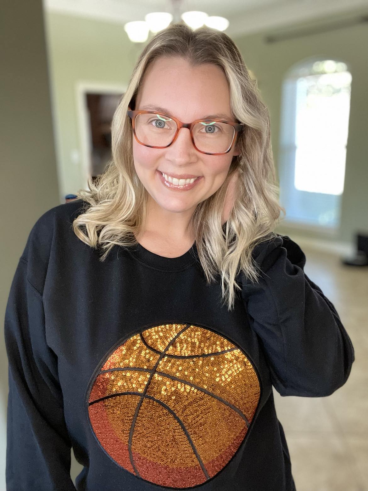 Chenille/sequin basketball T-shirt