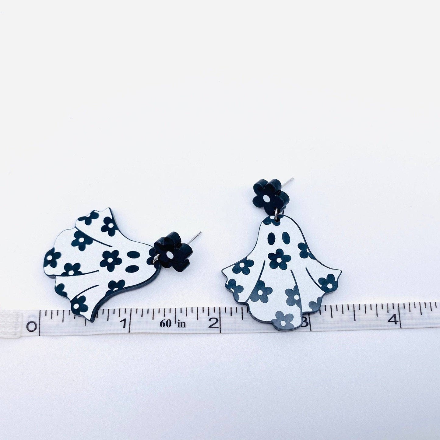 Halloween Flower Ghost Acrylic Post Earrings MIO54966