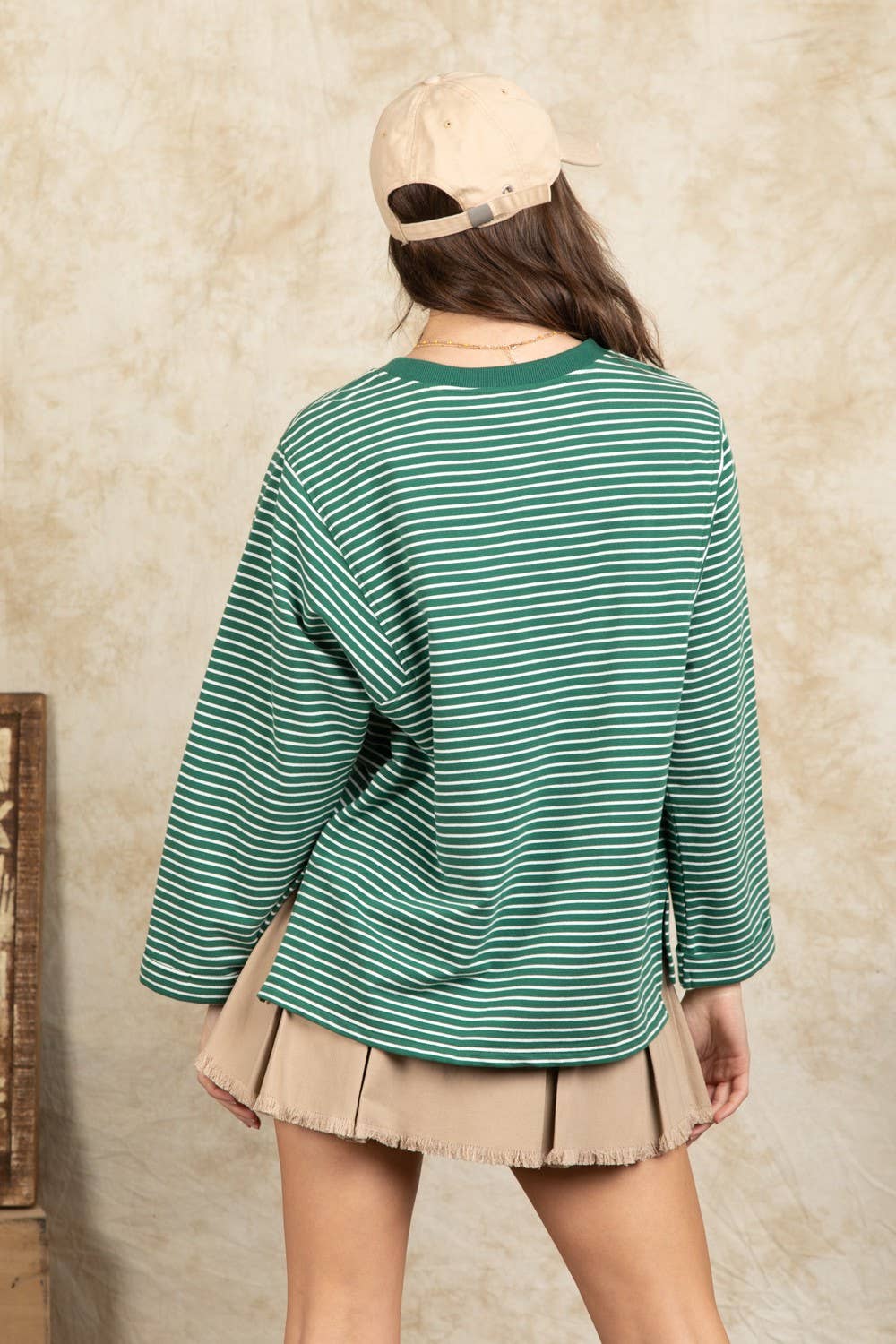 Frenchy Terry Striped Casual Knit Top 11125