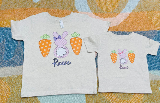 Custom easter bunny and carrots TODDLER AND YOUTH SIZES