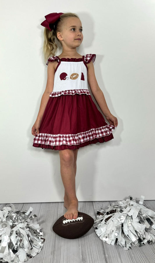Team Spirit Girls Dress-Burgundy Embroidery  (TSG-BUR)