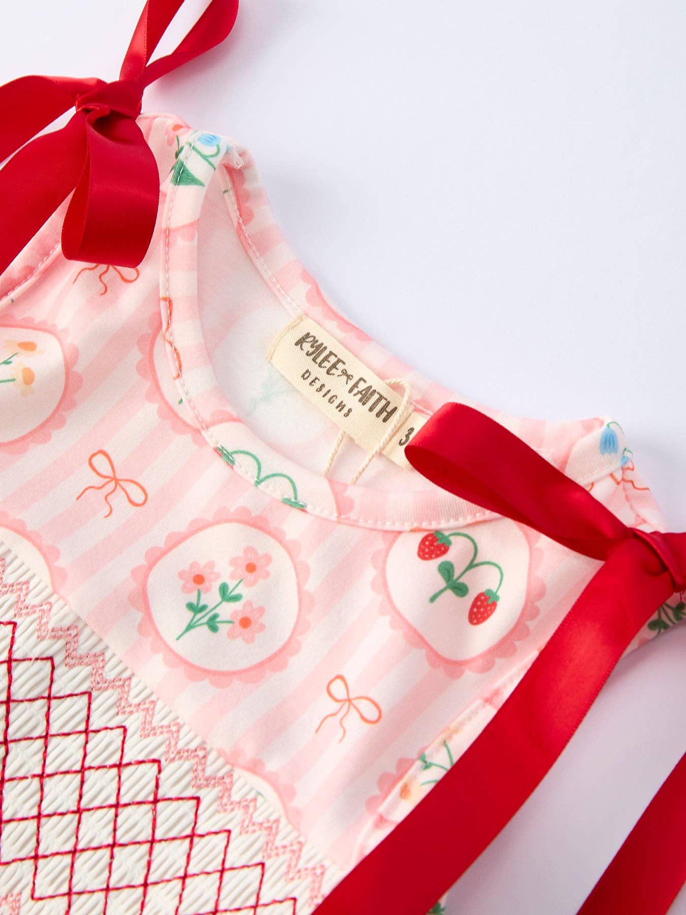 Spring Pink Floral Bow Smocked Girl Dress-020226br