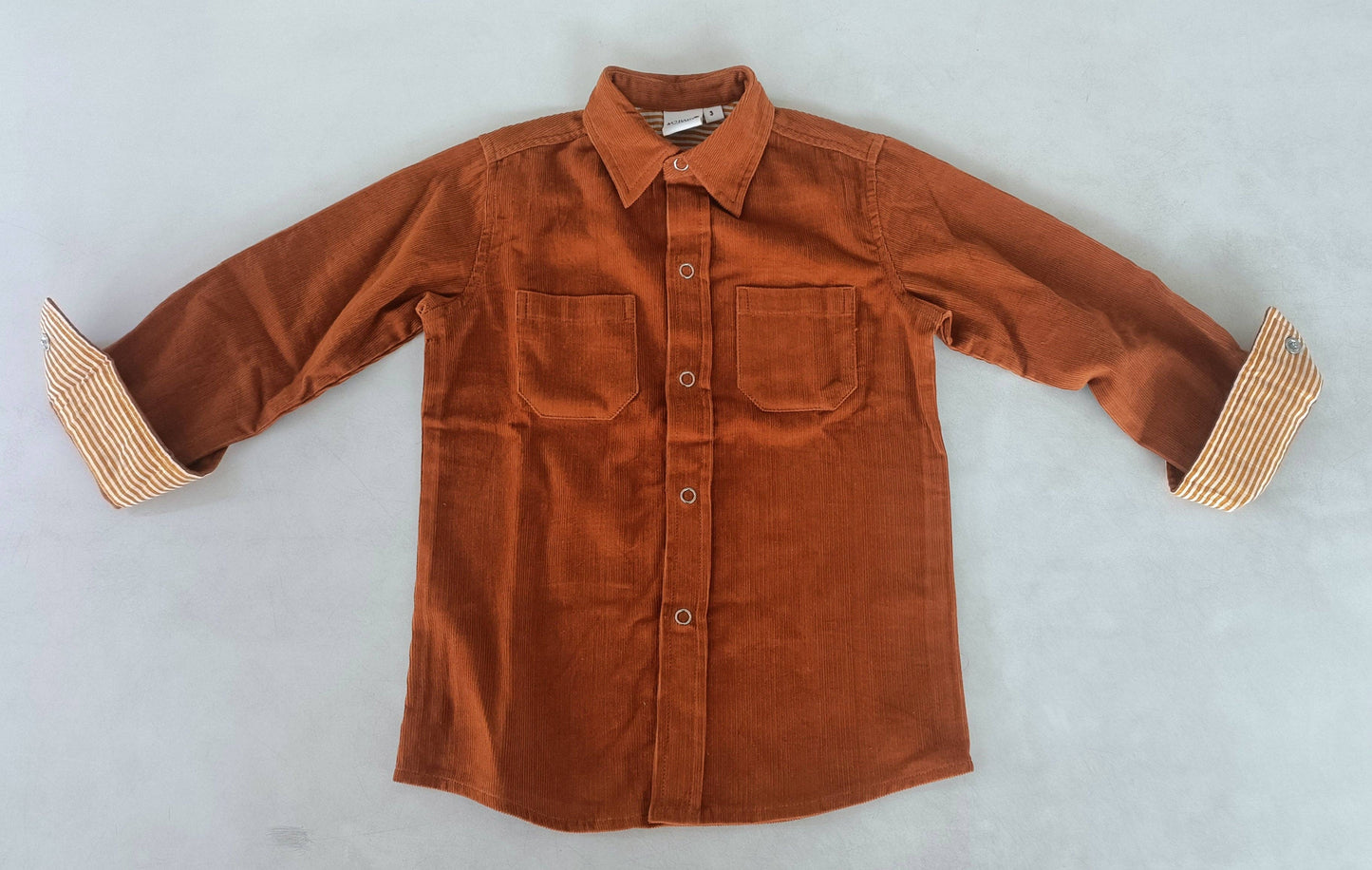 Rust Corduroy Solid Color Boys Shirts YB2705