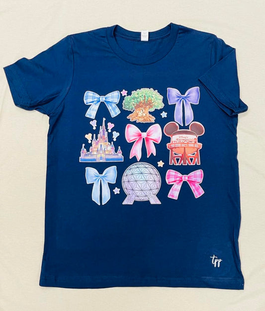 EPCOT AND BOWS "pink, purple and blue" T-shirt
