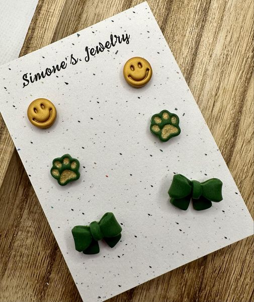 Bears -Smiles and Bows Earing Green