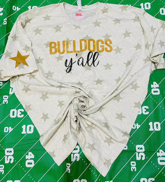 Bulldogs Yall (gold and black gold star on sleeve) T-shirt