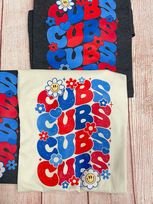 Cubs red and blue font T-shirt