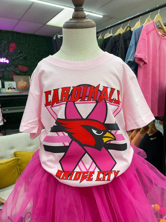 Cardinals Bridge city  pink out "Red font " pink ribbon t shirt