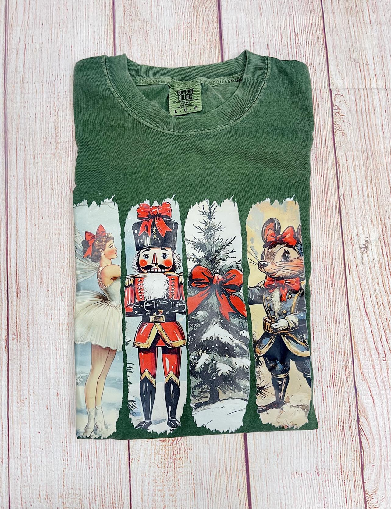 Vintage Ballerina , nutcracker, Christmas tree, mouse T-shirt