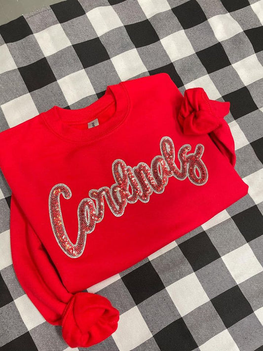 Cardinal sequin (red cursive) Sweatshirt