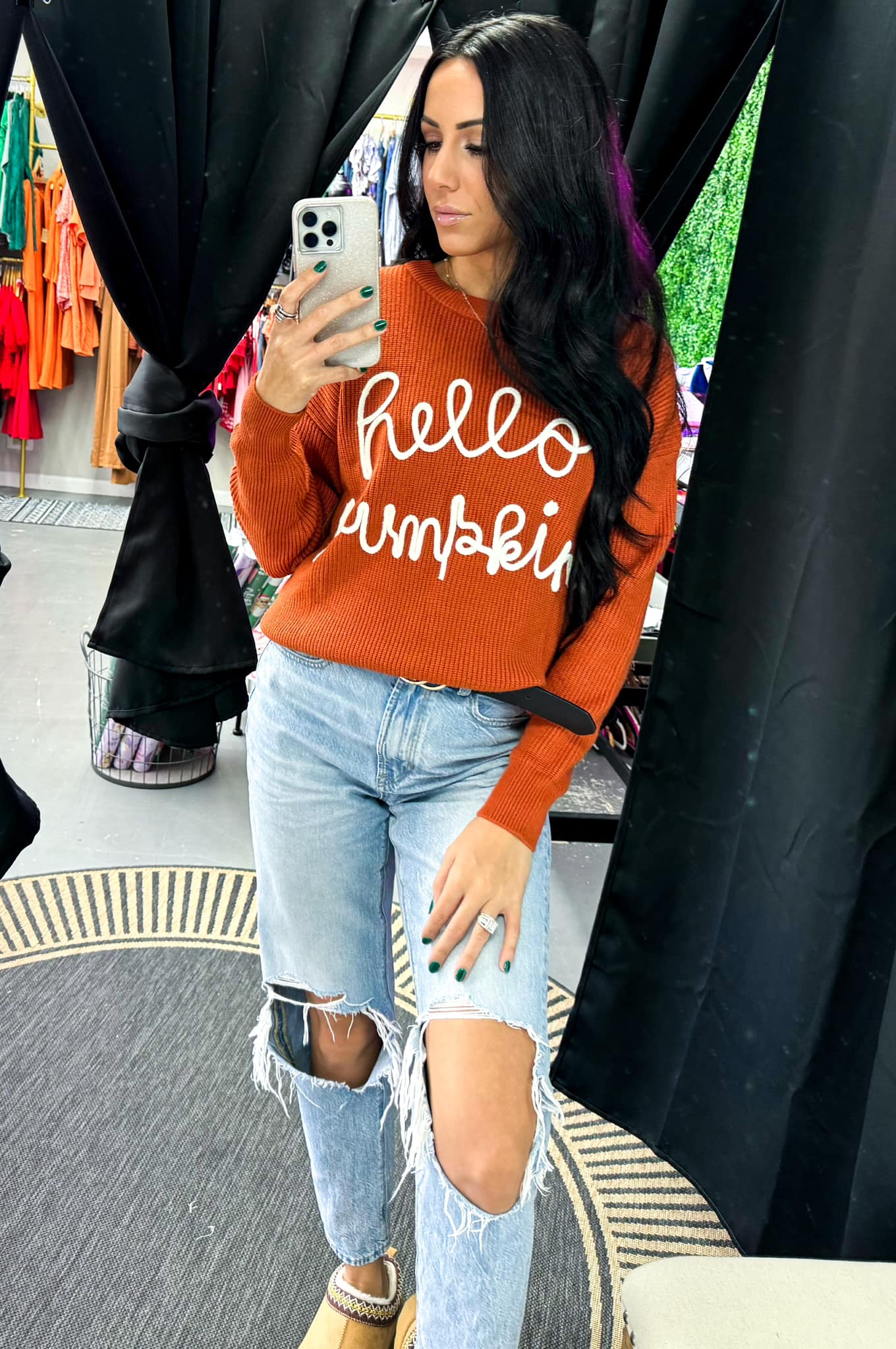 Hello Pumpkin Letter Graphic Knit Sweater   2725576