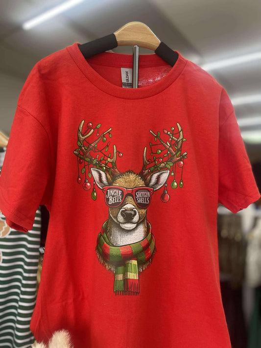Reindeer Jingle bell shot gun shells -T shirt (gildan only)