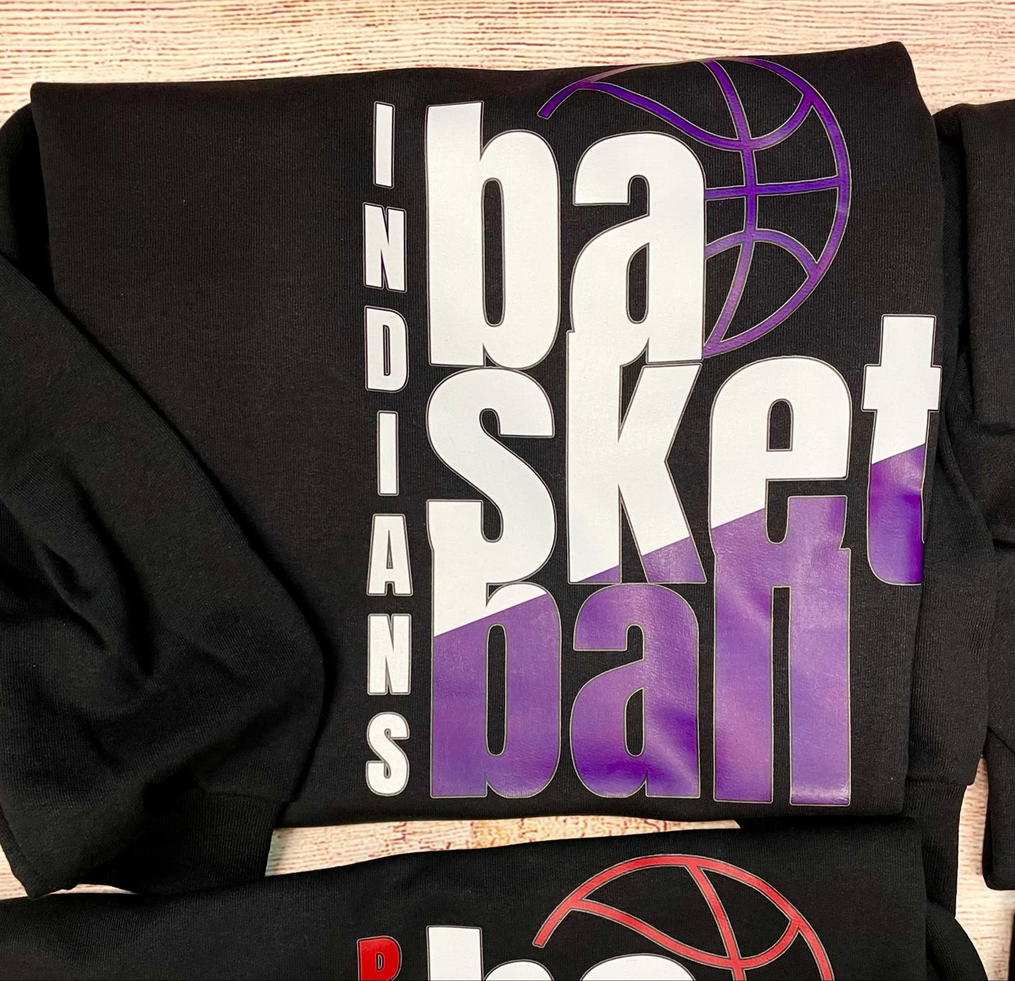 Indians Basketball (basketball purple and white font) Sweatshirt