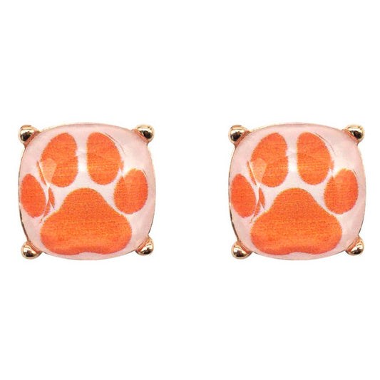 Paw Print Rhinestone Post Earrings. VER5854