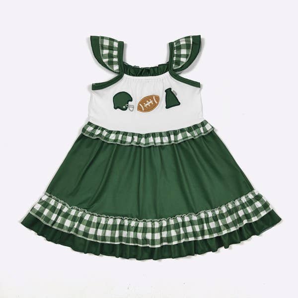 Team Spirit Girls Dress-Green Embroidery TSGD-BGE