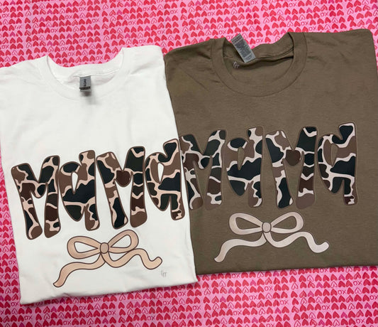 Camo Mama with Bow - T SHIRT - (Comfort Color)