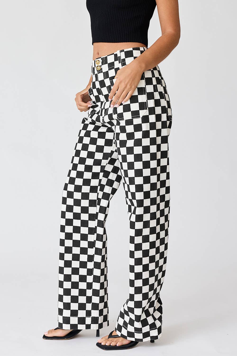 Demi Checkered Bottoms w Elastic Band-10425br