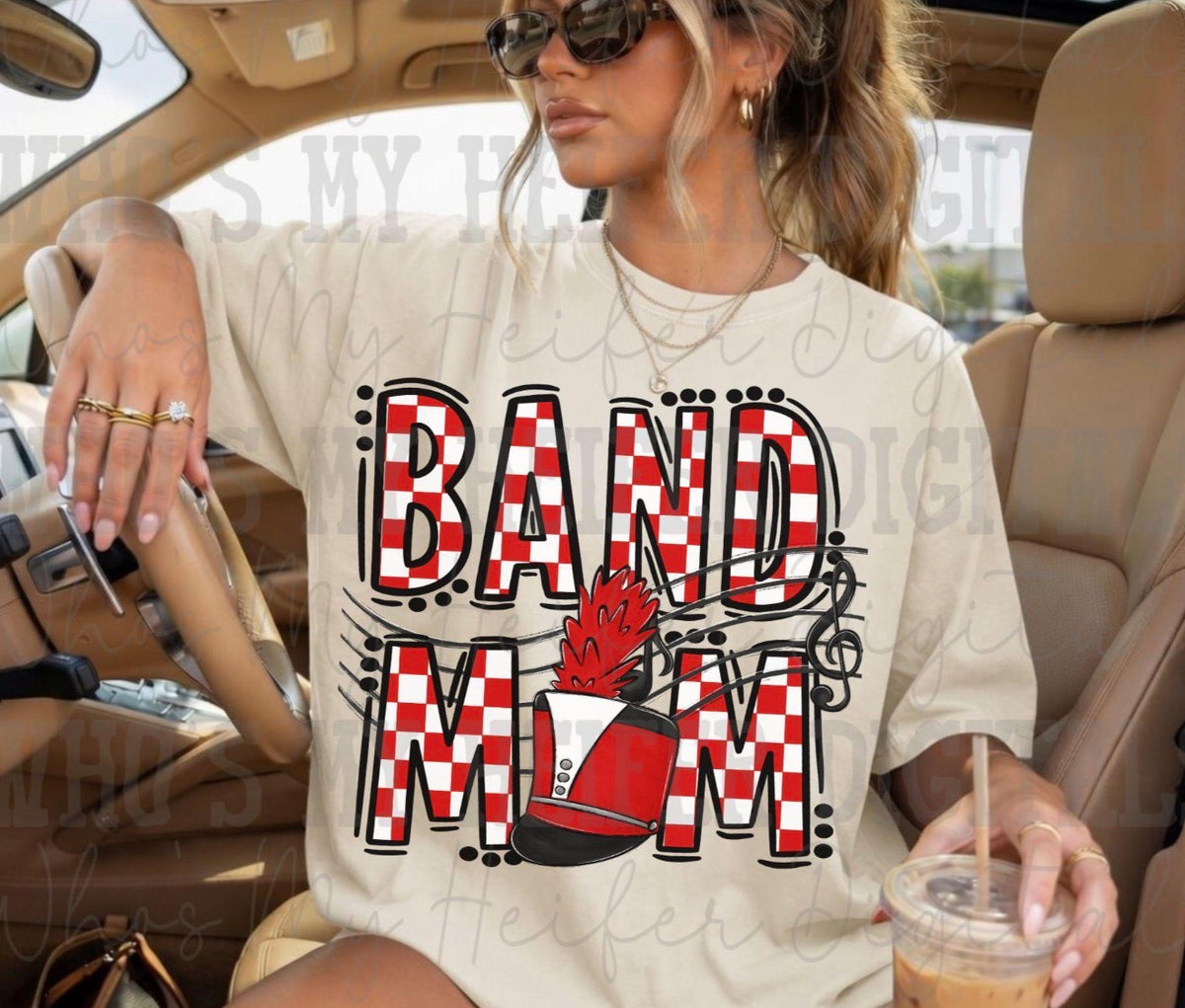 RED CHECKERED BAND MOM 99263 -T SHIRT- (GILDAN) 091026KB