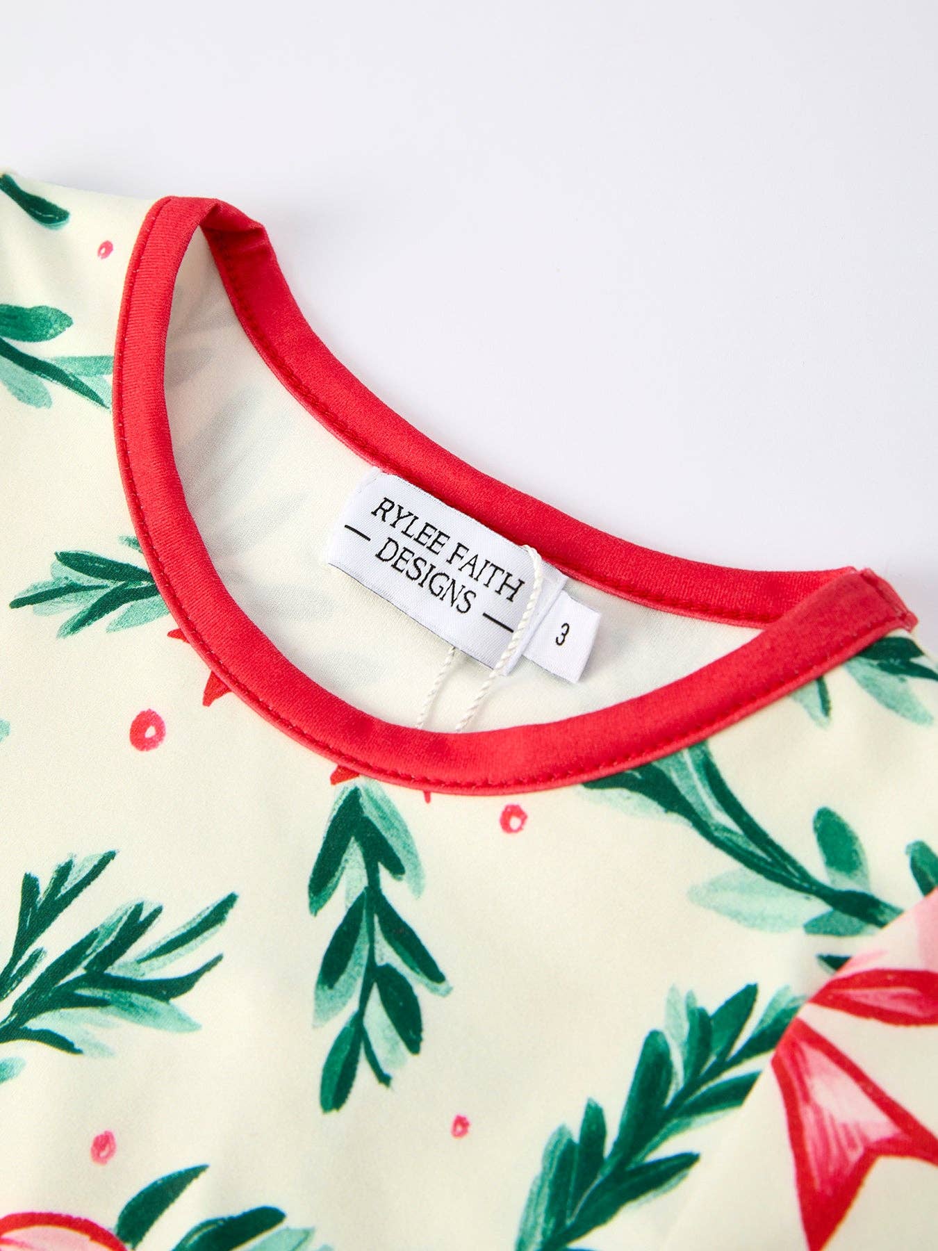 Rylee Faith Designs - Mommy & Me Christmas Bow and Holly Print Pajama Set-112525br