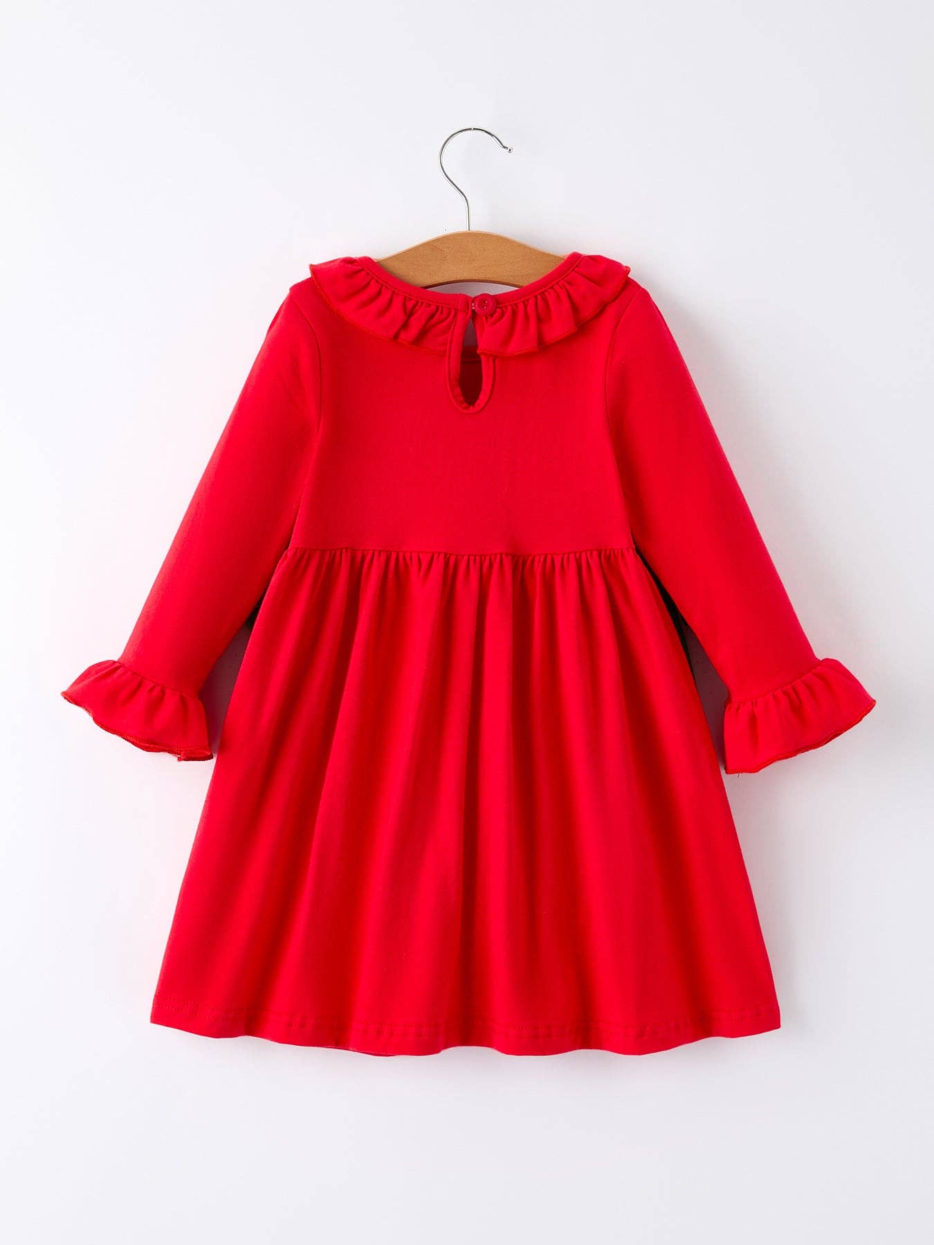 Rylee Faith Designs - Christmas Smocked Dress with Green Bow and Tree Embroidery-101825jb