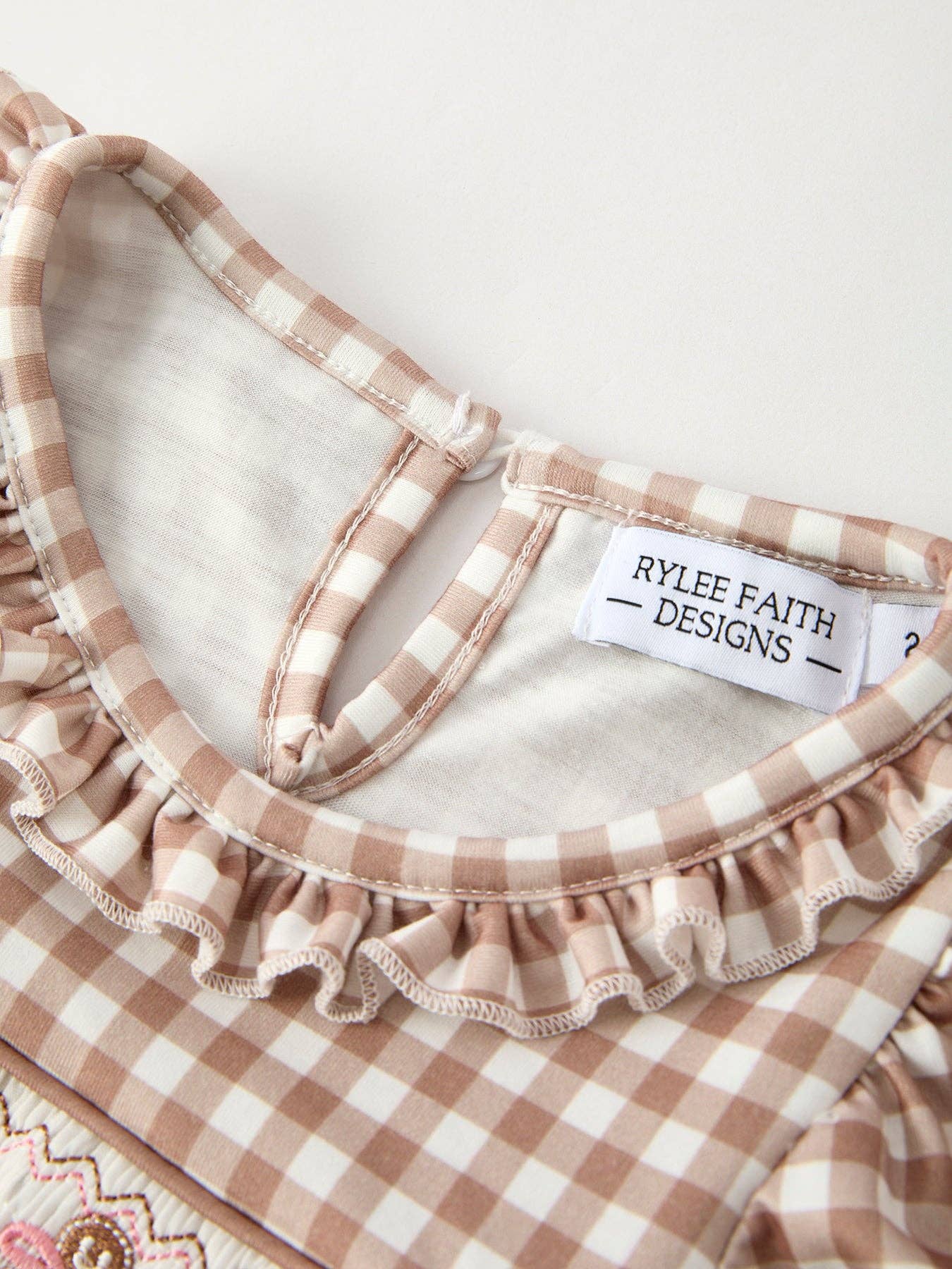 Christmas Vintage Style Plaid Dress with Embroidered Gingerbread and Bows 101725AS