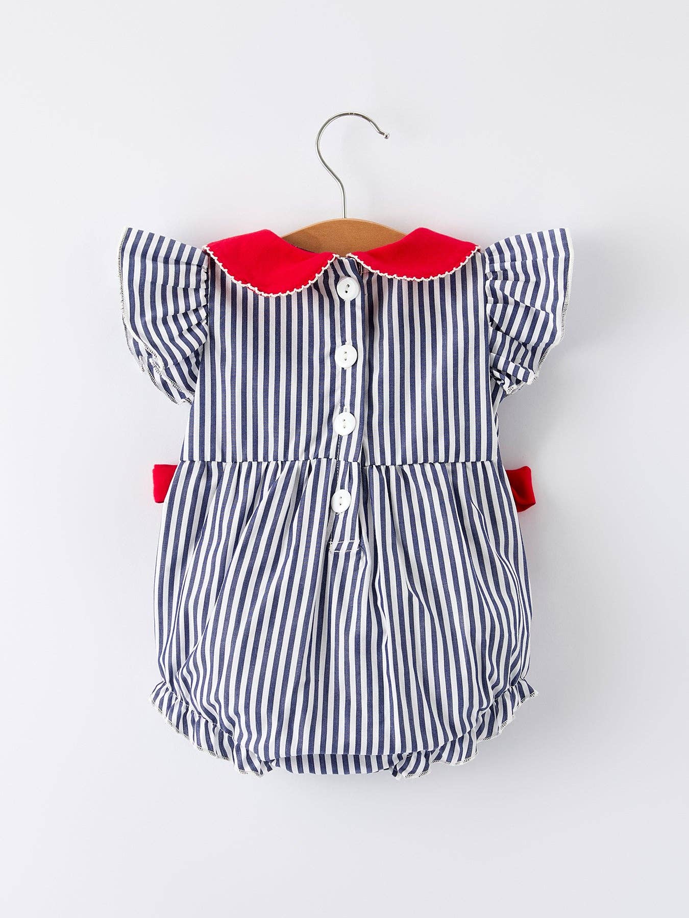 Girls Baseball Striped Ruffle Sleeve Romper 011226AJ