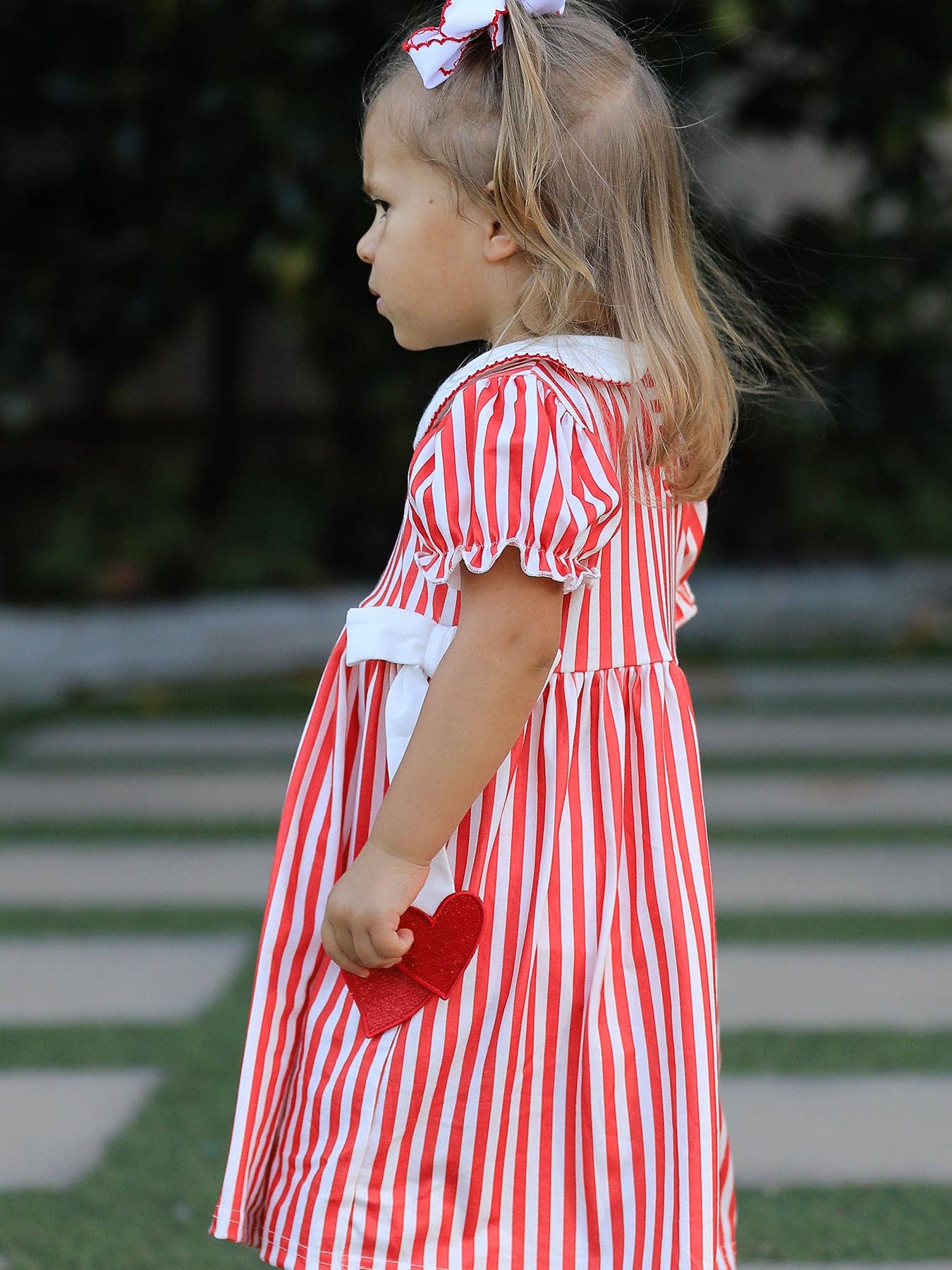Valentine's Red Stripe Heart Dress for Toddler Girls Aj12126