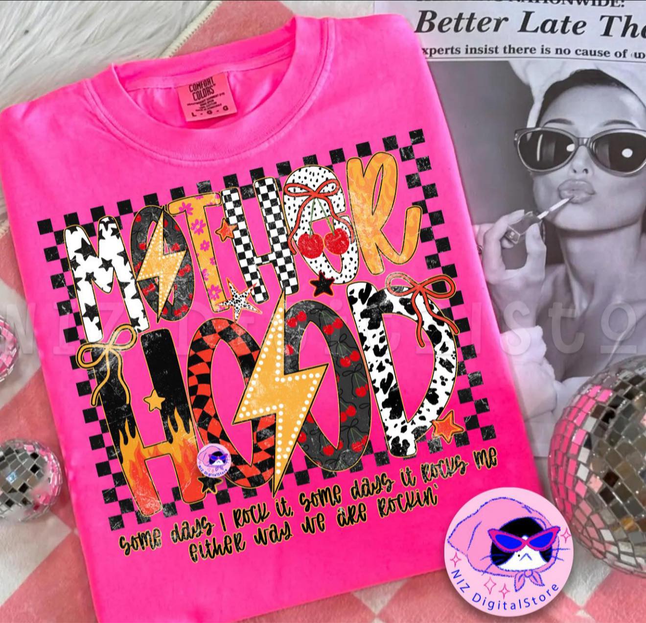 Motherhood  "somedays i rock some days i roll"- T SHIRT- (Jerzee/Gildan)