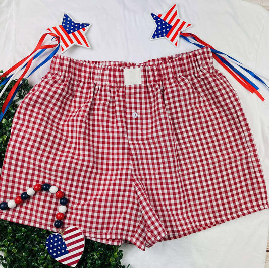 Stripe Plaid Printed High Waist Gingham Shorts LA731