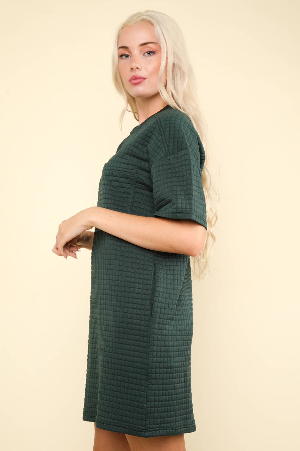 Oversized Quilted Basic Shift Mini Dress Z313-6JH