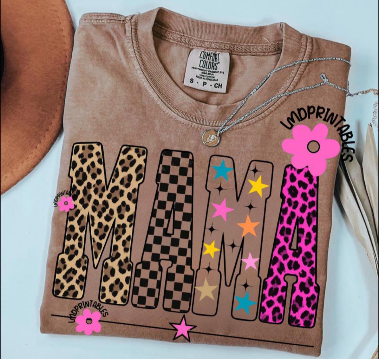 MAMA "CHEETAH, CHECKERED,STARS, PINK CHEETAH) T-SHIRT - (Comfort Color/Bella)