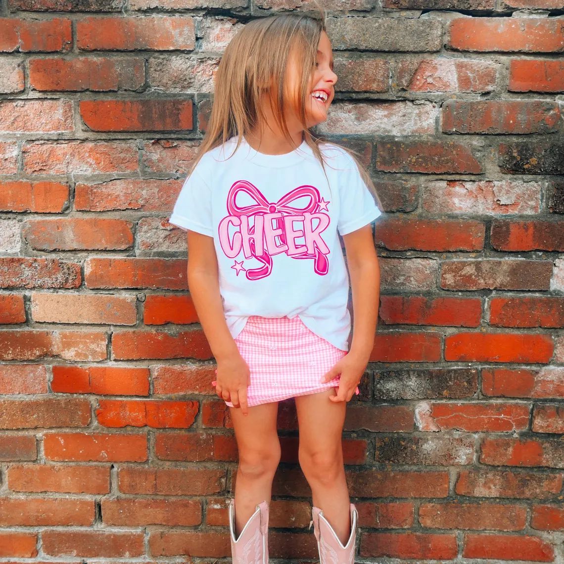 CHEER- LARGE PINK RIBBON WITH STARST-SHIRT  (BELLA / COLOR COMFORT )