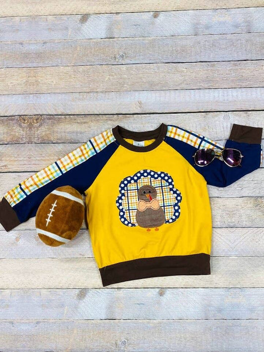 Yellow Plaid Boys Turkey Top  50031