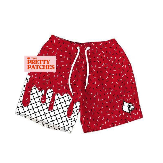 Drip Shorts CARDINALS NEW DRIP STYLE RED SHORTS--- BLACK&WHITE CONE(ADULT) - PRE ORDER