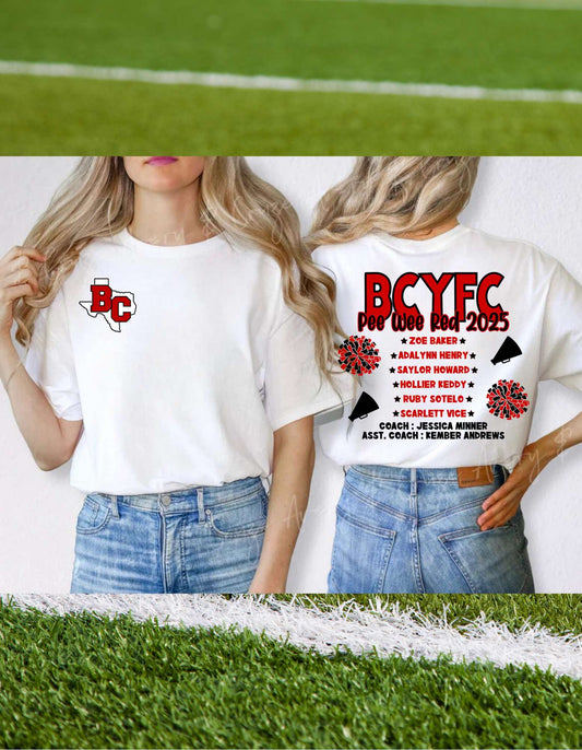 BCYFC PEE WEE RED  2025 T SHIRT - (BELLA)  (POCKET IMAGE AND BACK IMAGE)