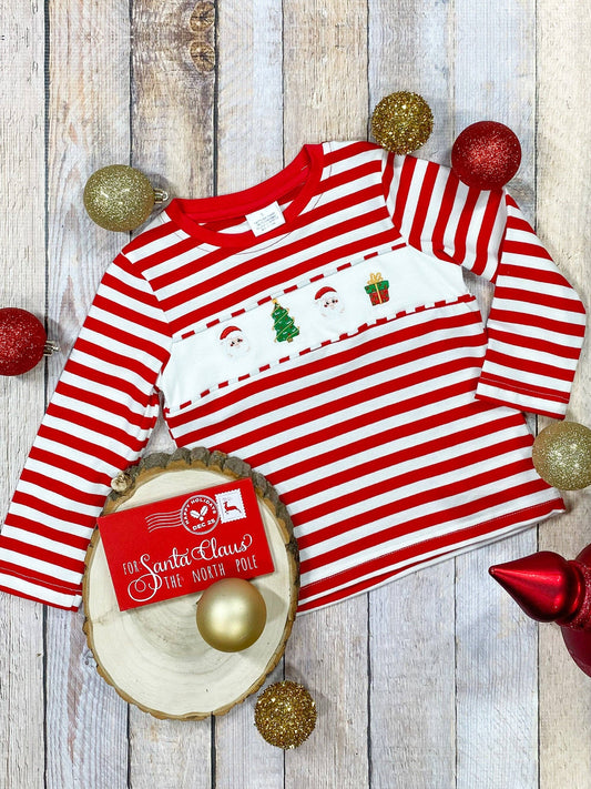 Red Striped Santa Boys Top  60014