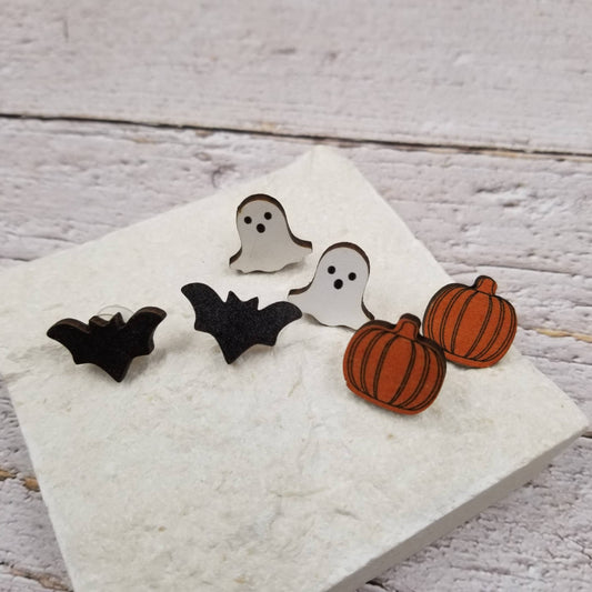 Treasure Wholesale - Halloween Ghost Pumpkin Bat Earrings TW829