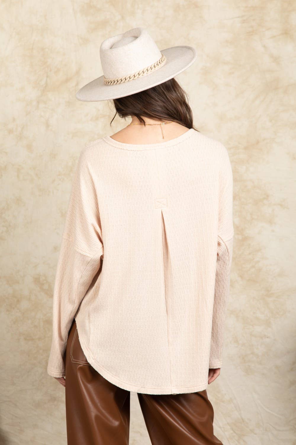 Button Down Oversized Soft Henley Knit Top NT11146-