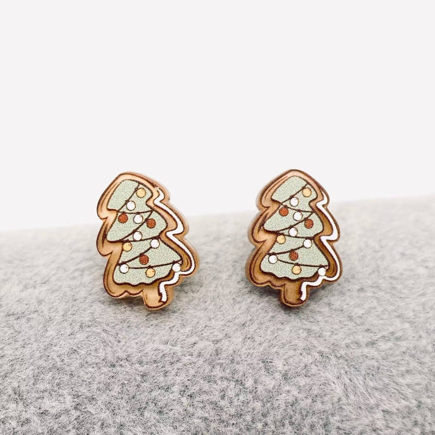 Tree,Gingerbread Man,Snowman,Crutches Ear Studs MIO57149