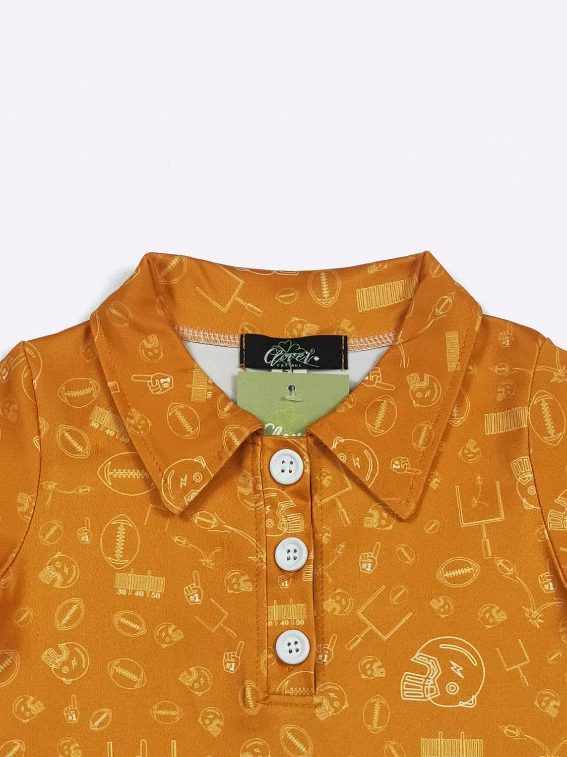 Football Field Goal Boy Collar Shirt(Orange)-FFGCS